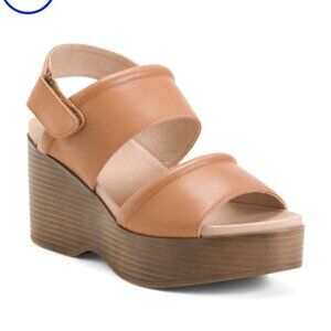 NEW NATIONAL COMFORT Alisa Leather Wedge Comfort Sandals 166mn